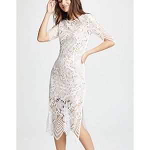 For Love & Lemons Luna Guava Lace Midi Dress